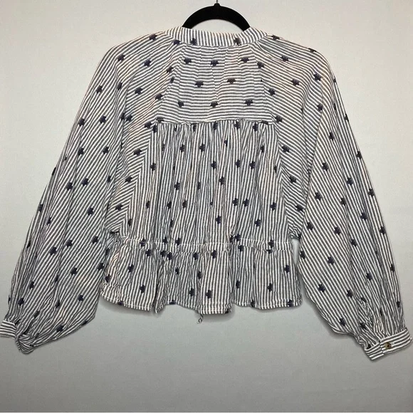 Anthropologie Pilcro Ruffle Balloon Long Sleeve Top Shirt Drawstring Boho XXS - Picture 6 of 12